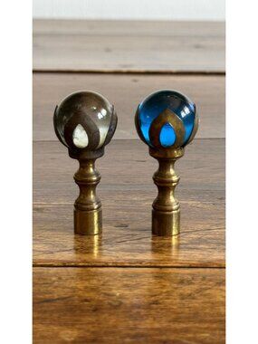 Two Vintage Glass Marble Lamp Finial